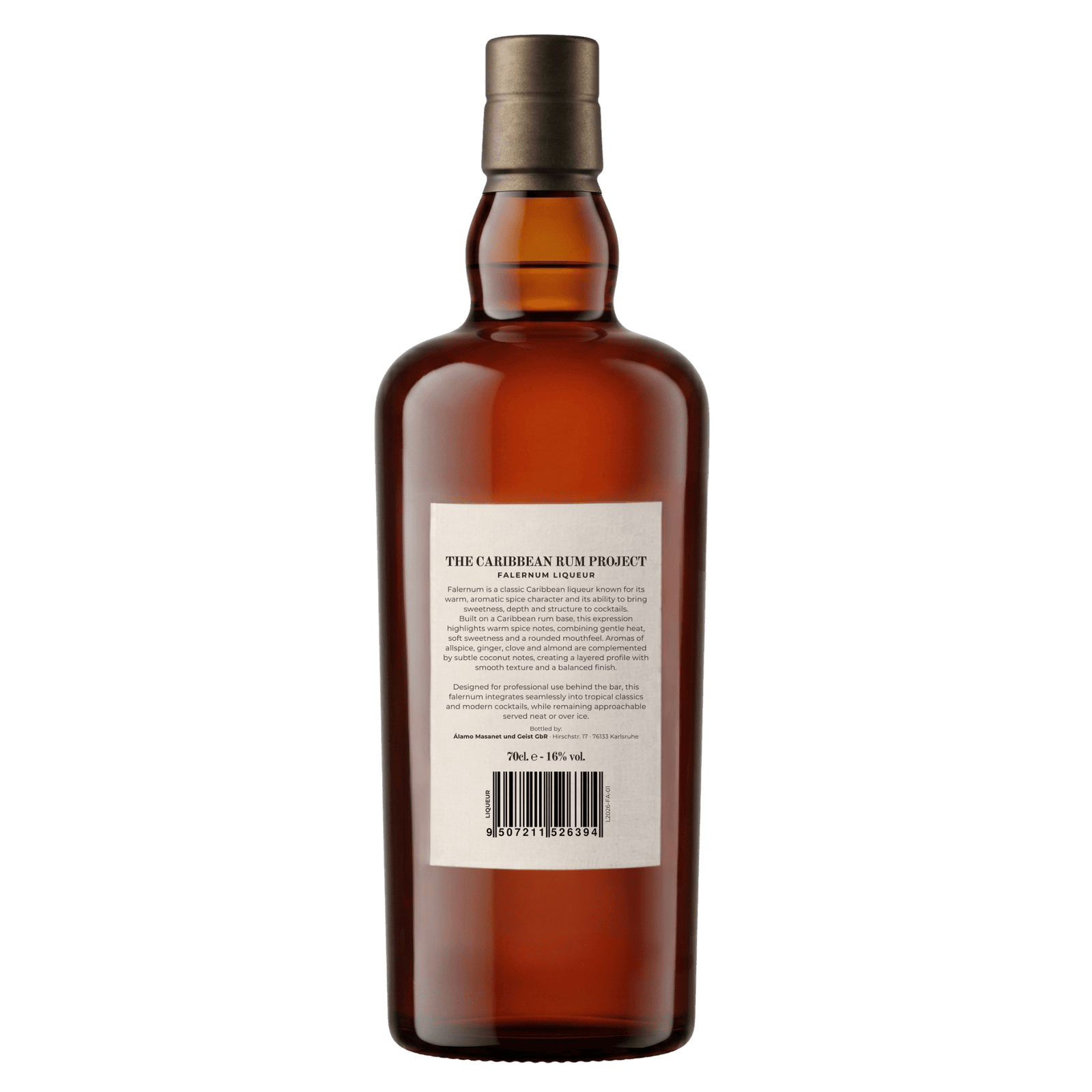 Falernum Caribbean Rum Project Flasche Rückseite