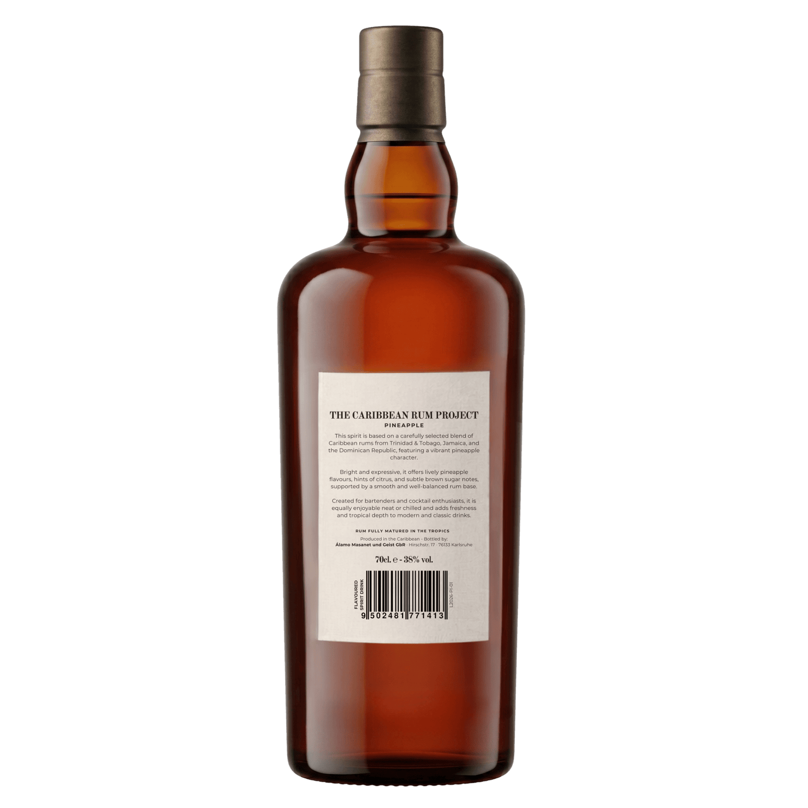 Pineapple Rum Caribbean Rum Project Flasche Rückseite