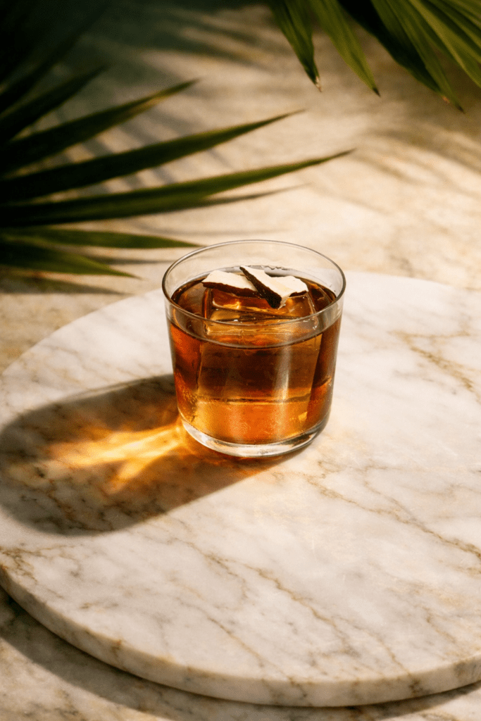 Coconut Old Fashioned Cocktail mit Caribbean Rum Project Coconut Rum