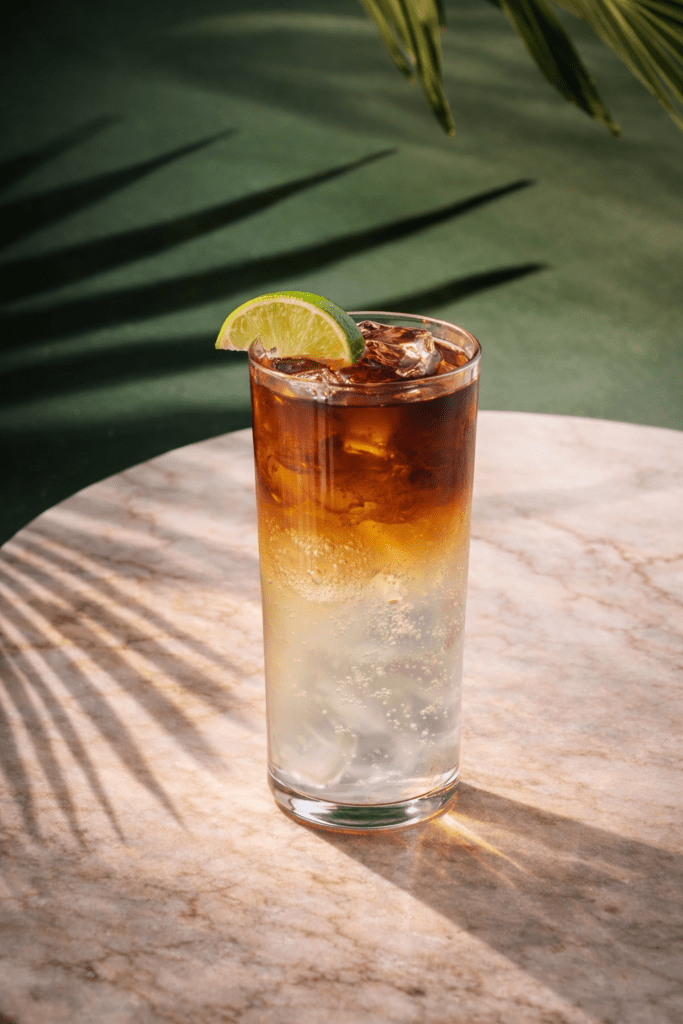 Dark and Stormy Cocktail mit Caribbean Rum Project Rum und Ginger Beer