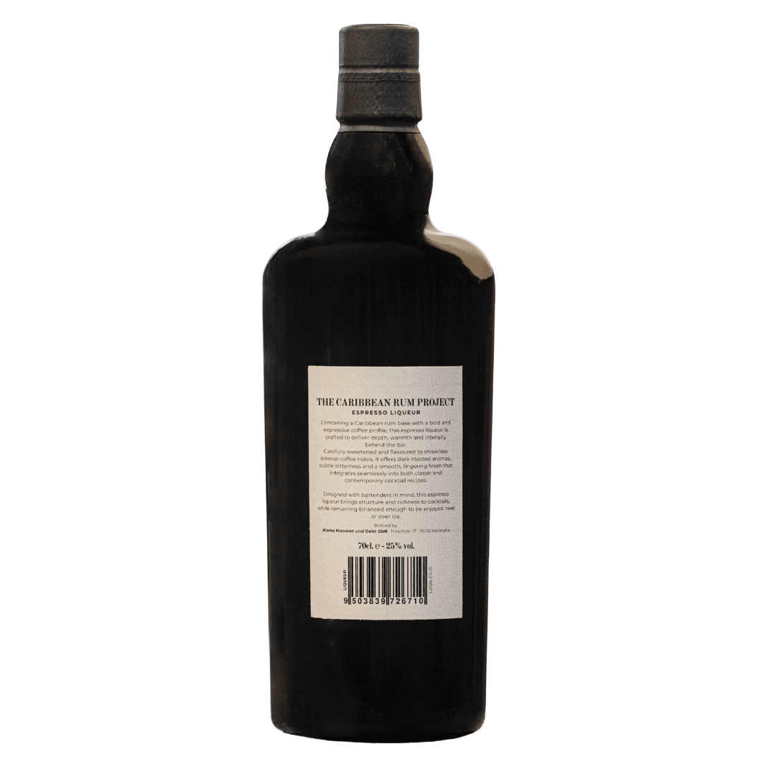 Espresso Liqueur Caribbean Rum Project Flasche Rückseite